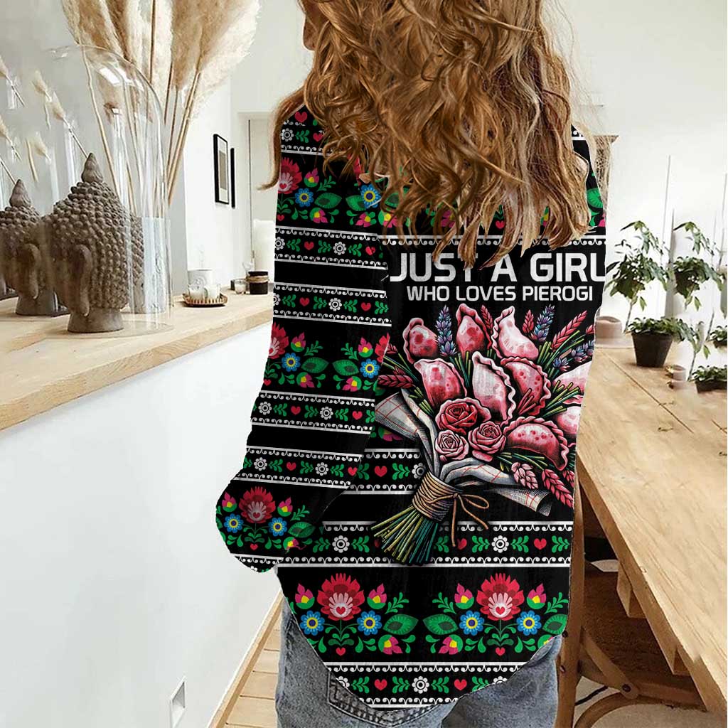 Pink Pierogi Flowers Over Dumplings Women Casual Shirt