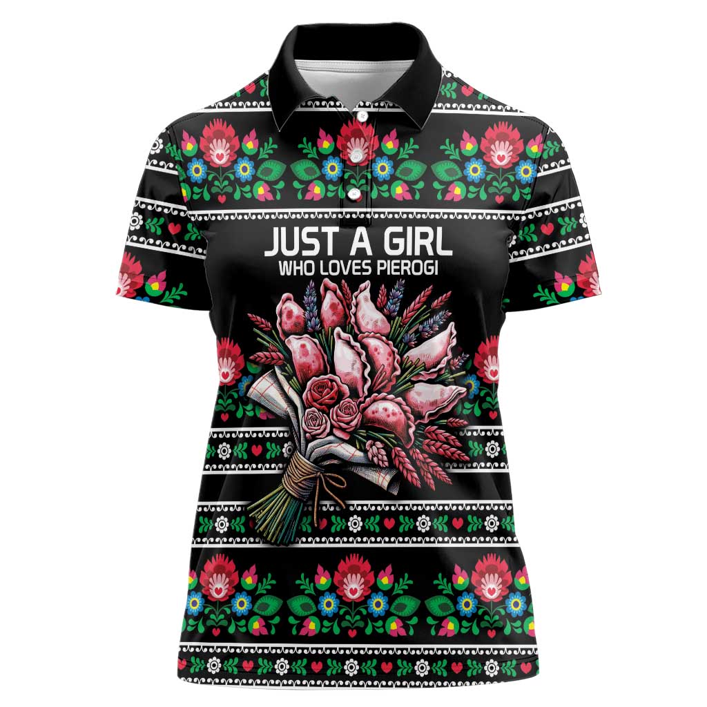 Pink Pierogi Flowers Over Dumplings Women Polo Shirt