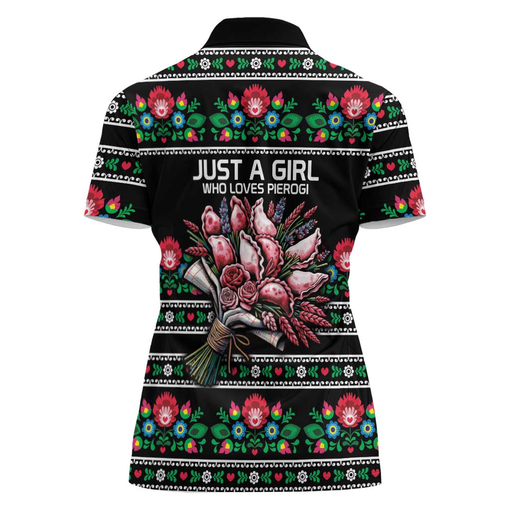 Pink Pierogi Flowers Over Dumplings Women Polo Shirt