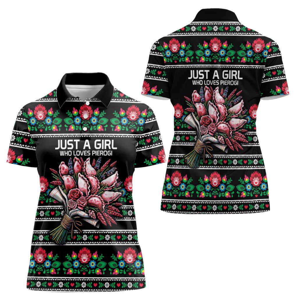 Pink Pierogi Flowers Over Dumplings Women Polo Shirt