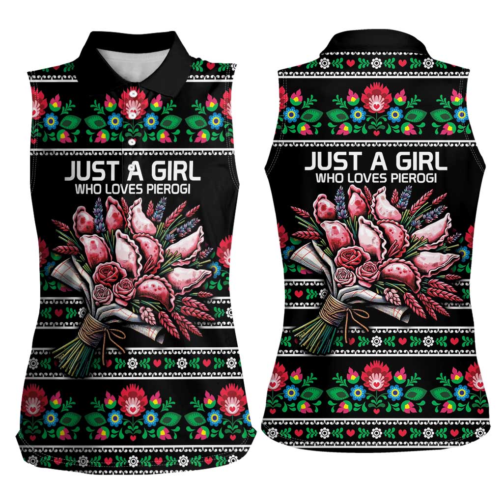 Pink Pierogi Flowers Over Dumplings Women Sleeveless Polo Shirt