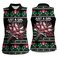 Pink Pierogi Flowers Over Dumplings Women Sleeveless Polo Shirt