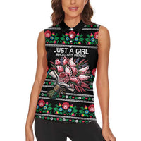 Pink Pierogi Flowers Over Dumplings Women Sleeveless Polo Shirt