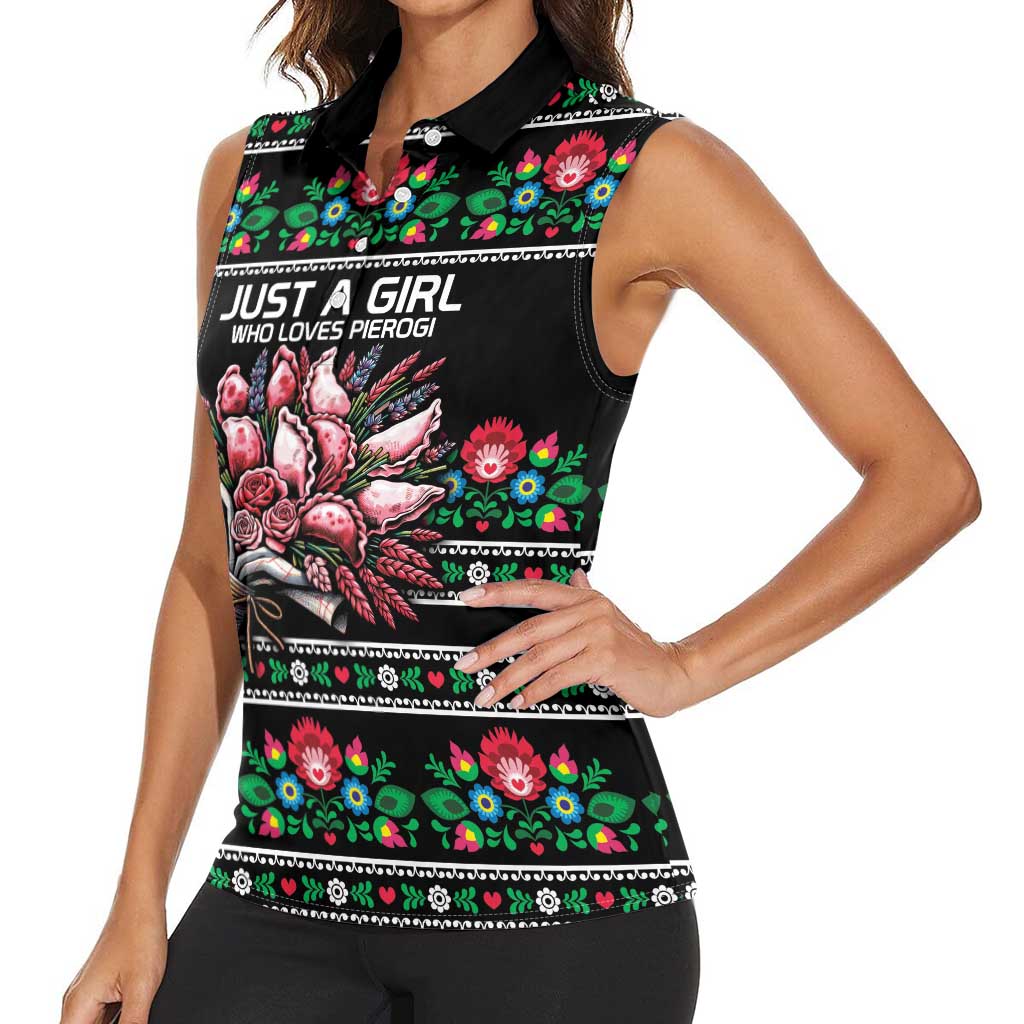 Pink Pierogi Flowers Over Dumplings Women Sleeveless Polo Shirt