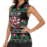 Pink Pierogi Flowers Over Dumplings Women Sleeveless Polo Shirt
