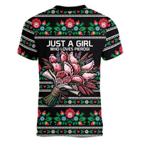Pink Pierogi Flowers Over Dumplings Women V-Neck T-Shirt
