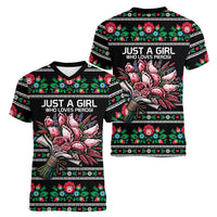 Pink Pierogi Flowers Over Dumplings Women V-Neck T-Shirt