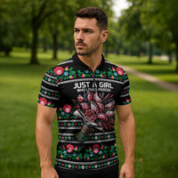 Pink Pierogi Flowers Over Dumplings Zipper Polo Shirt