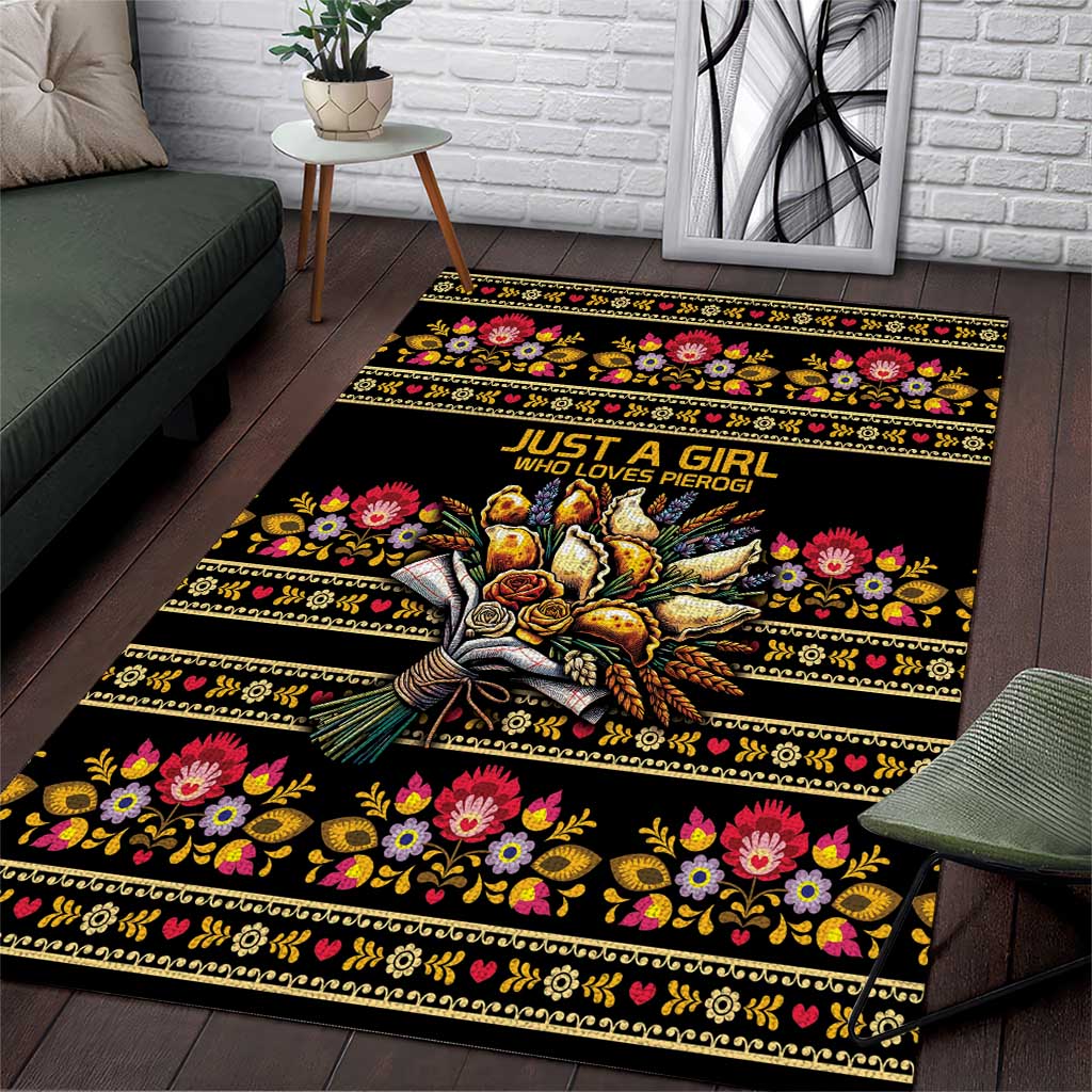 Gold Pierogi Flowers Over Dumplings Area Rug
