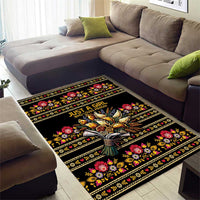 Gold Pierogi Flowers Over Dumplings Area Rug