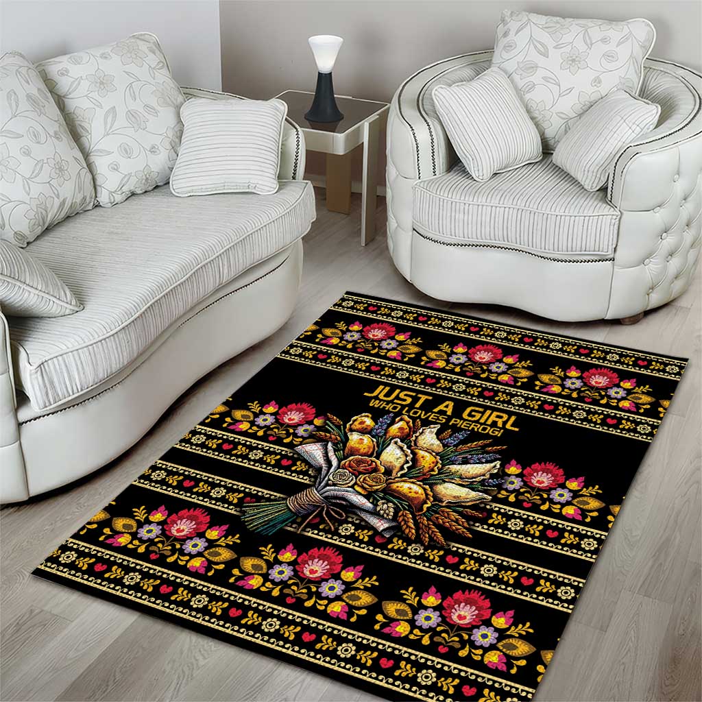 Gold Pierogi Flowers Over Dumplings Area Rug