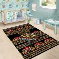 Gold Pierogi Flowers Over Dumplings Area Rug