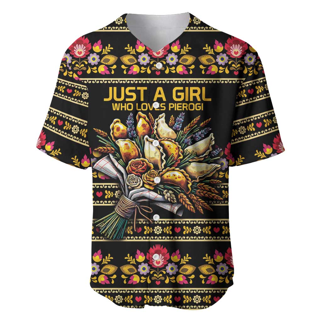 Gold Pierogi Flowers Over Dumplings Baseball Jersey