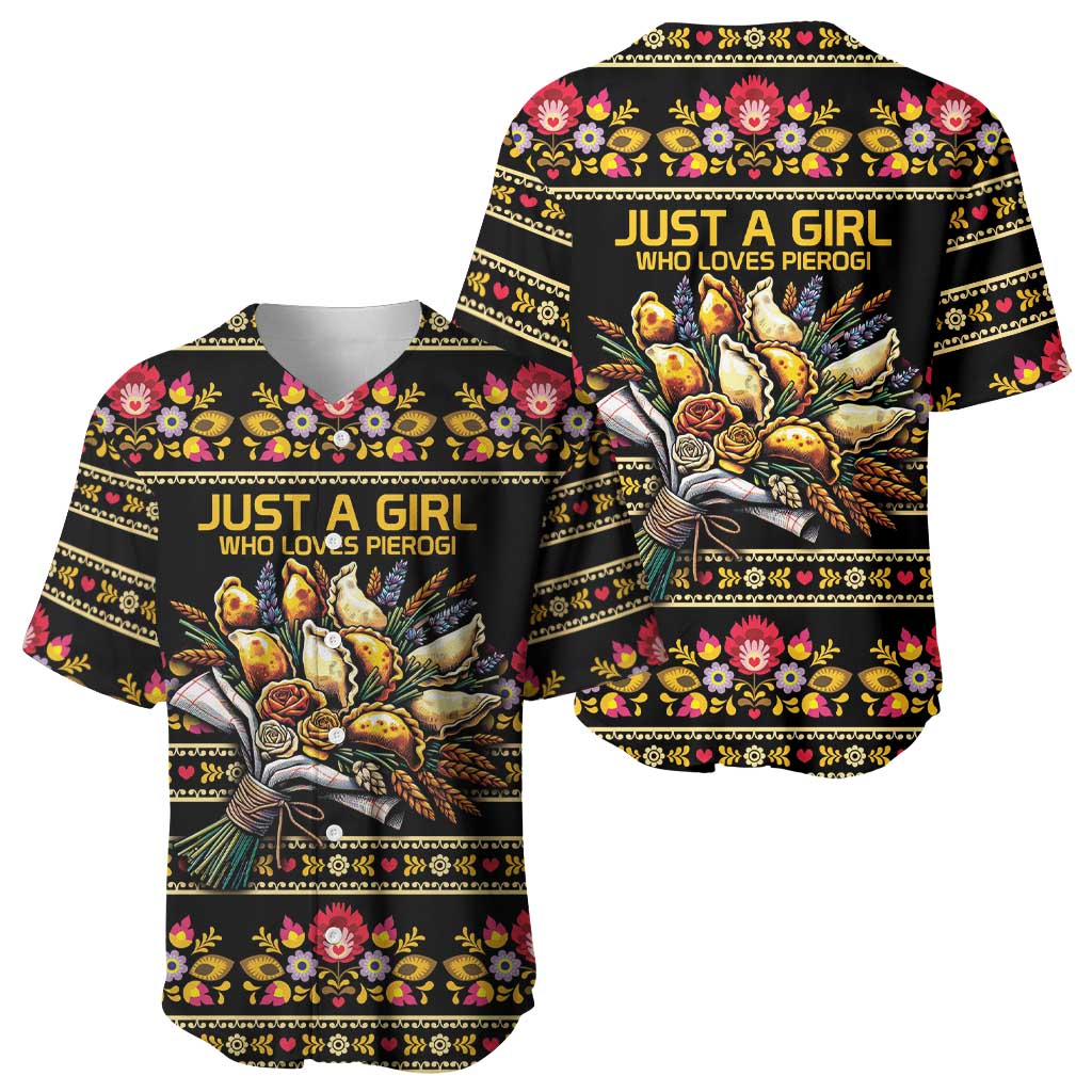 Gold Pierogi Flowers Over Dumplings Baseball Jersey