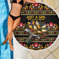 Gold Pierogi Flowers Over Dumplings Beach Blanket
