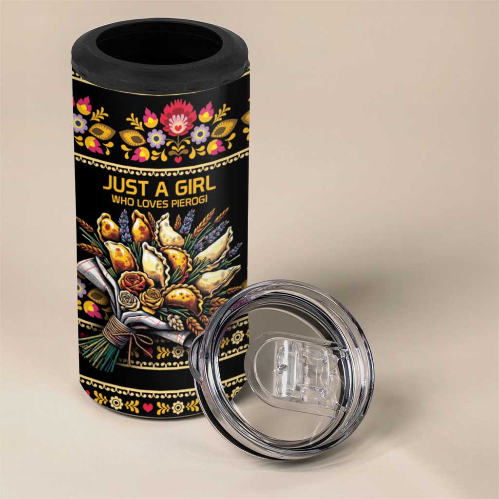 Gold Pierogi Flowers Over Dumplings 4 in 1 Can Cooler Tumbler
