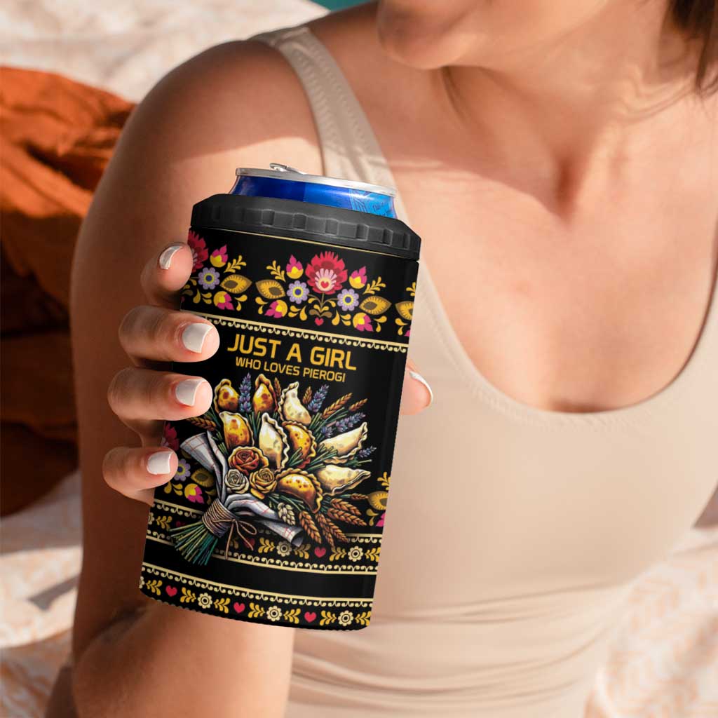 Gold Pierogi Flowers Over Dumplings 4 in 1 Can Cooler Tumbler