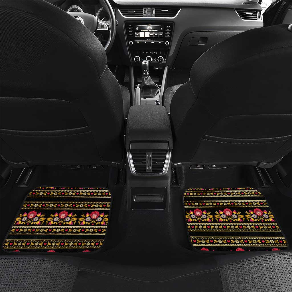 Gold Pierogi Flowers Over Dumplings Car Mats