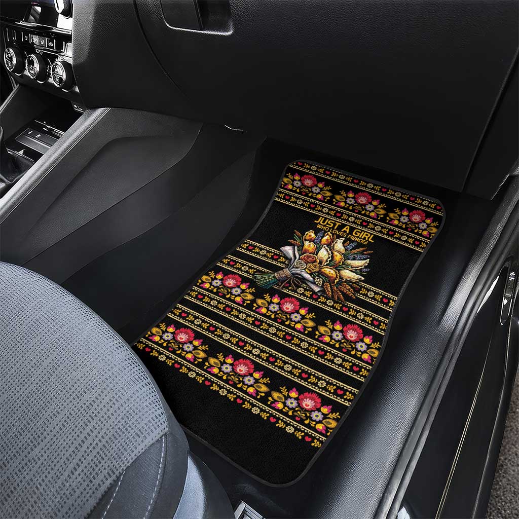 Gold Pierogi Flowers Over Dumplings Car Mats
