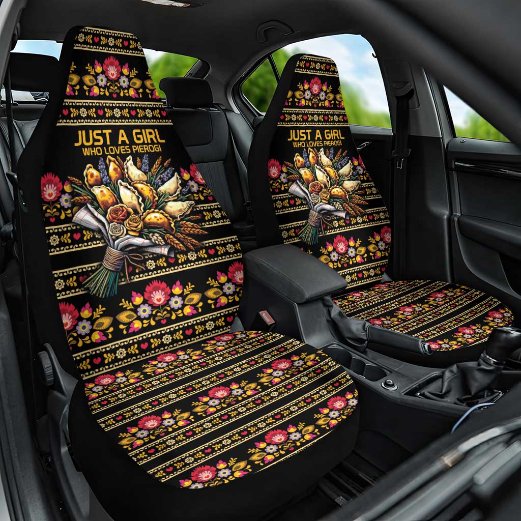 Gold Pierogi Flowers Over Dumplings Car Seat Cover