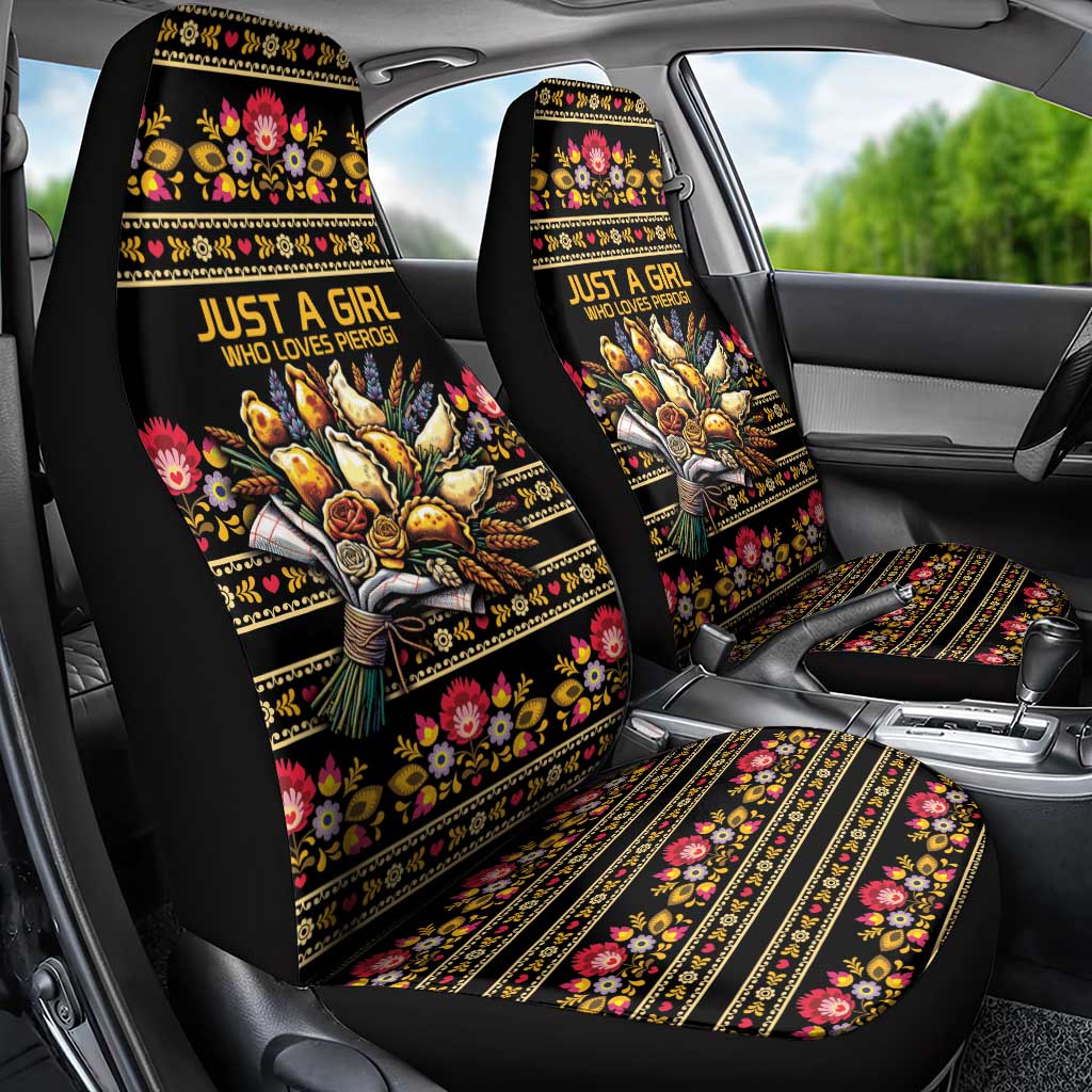 Gold Pierogi Flowers Over Dumplings Car Seat Cover