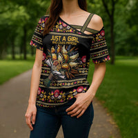 Gold Pierogi Flowers Over Dumplings Cross Shoulder Shirt