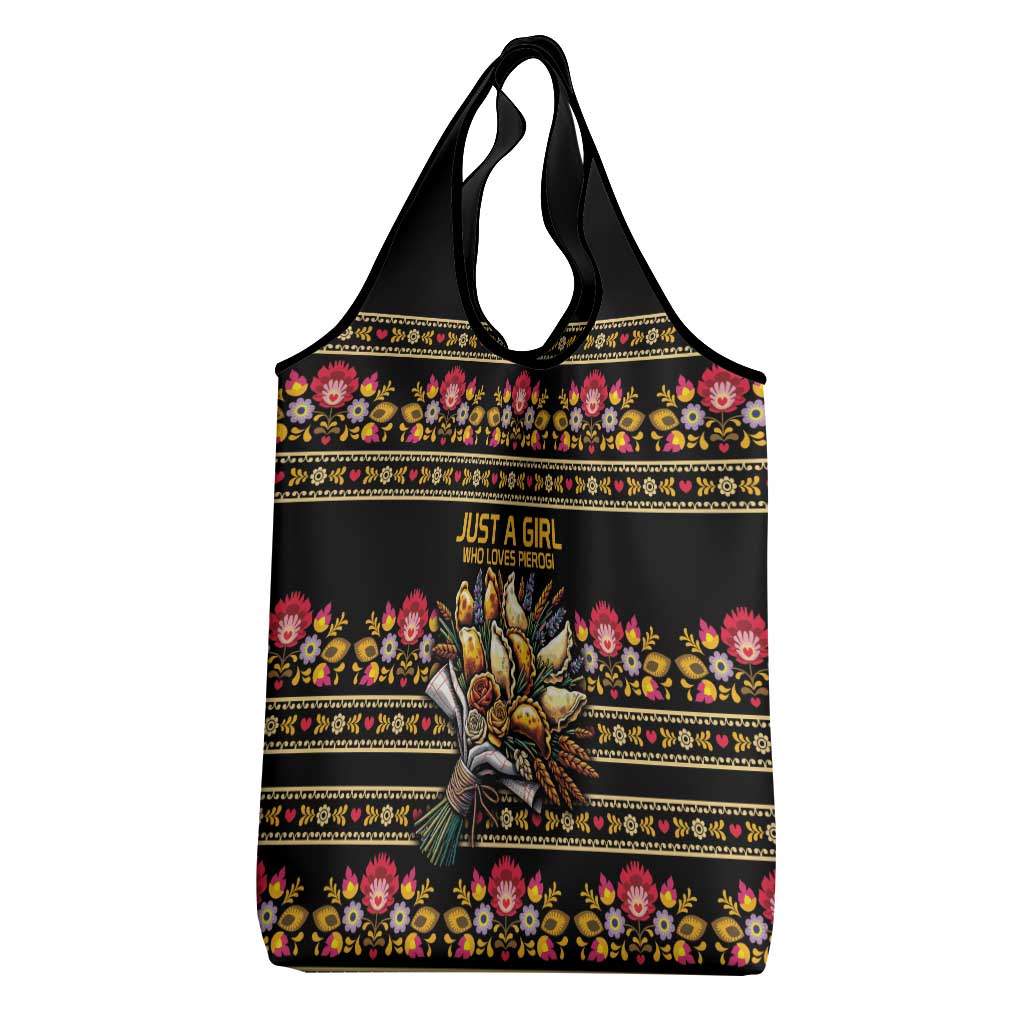 Gold Pierogi Flowers Over Dumplings Grocery Bag