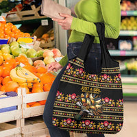 Gold Pierogi Flowers Over Dumplings Grocery Bag
