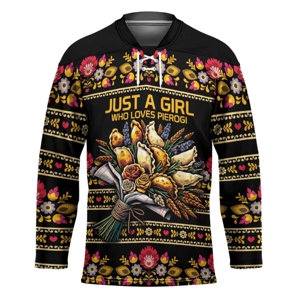Gold Pierogi Flowers Over Dumplings Hockey Jersey