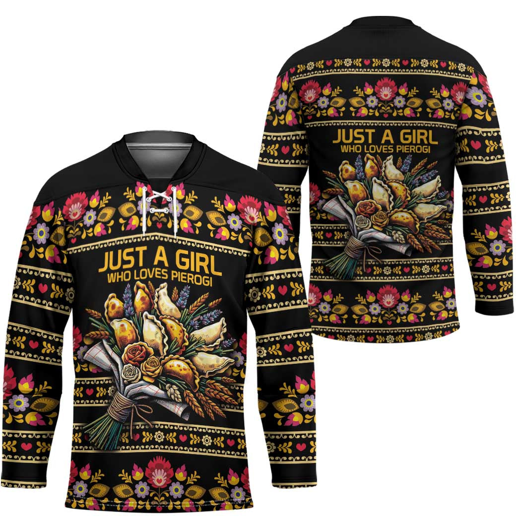 Gold Pierogi Flowers Over Dumplings Hockey Jersey
