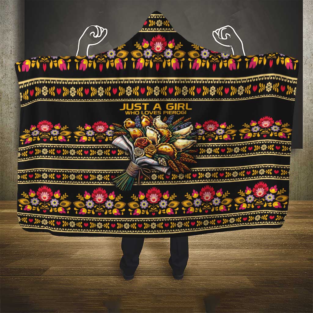 Gold Pierogi Flowers Over Dumplings Hooded Blanket