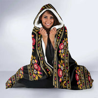 Gold Pierogi Flowers Over Dumplings Hooded Blanket