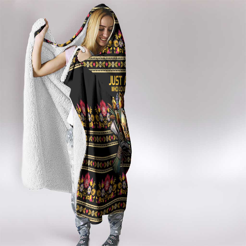 Gold Pierogi Flowers Over Dumplings Hooded Blanket