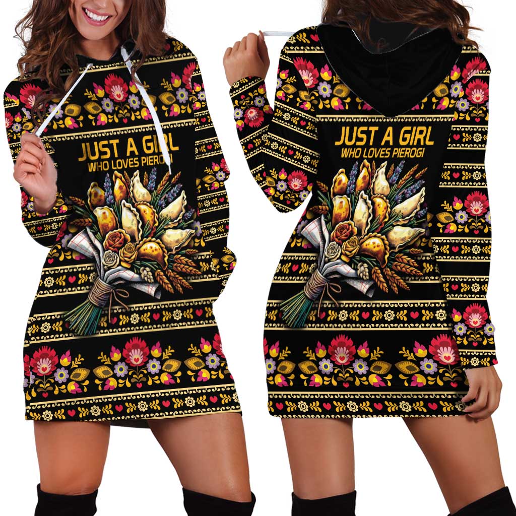 Gold Pierogi Flowers Over Dumplings Hoodie Dress