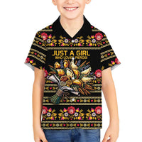 Gold Pierogi Flowers Over Dumplings Kid Hawaiian Shirt