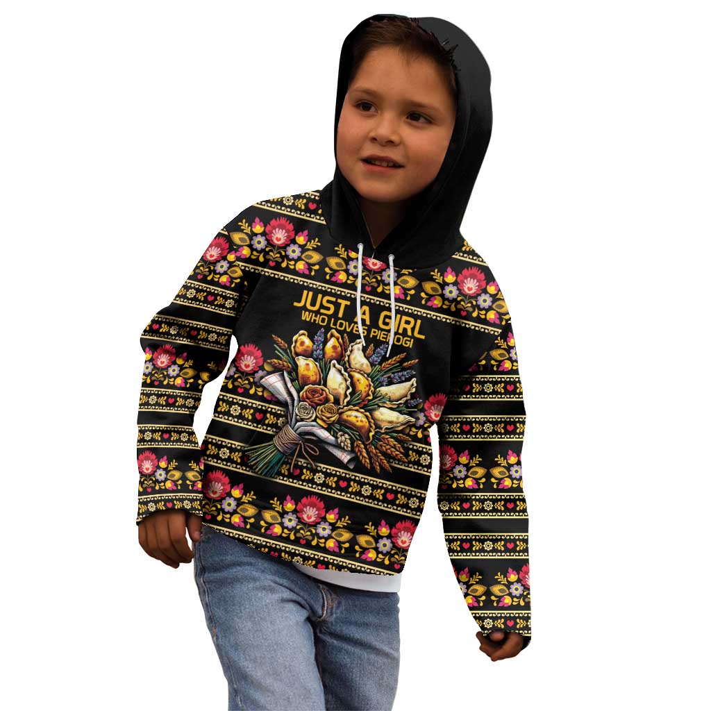 Gold Pierogi Flowers Over Dumplings Kid Hoodie
