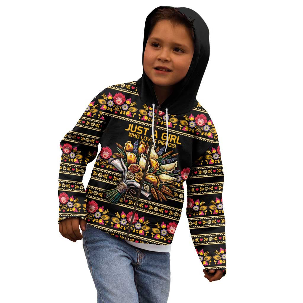 Gold Pierogi Flowers Over Dumplings Kid Hoodie