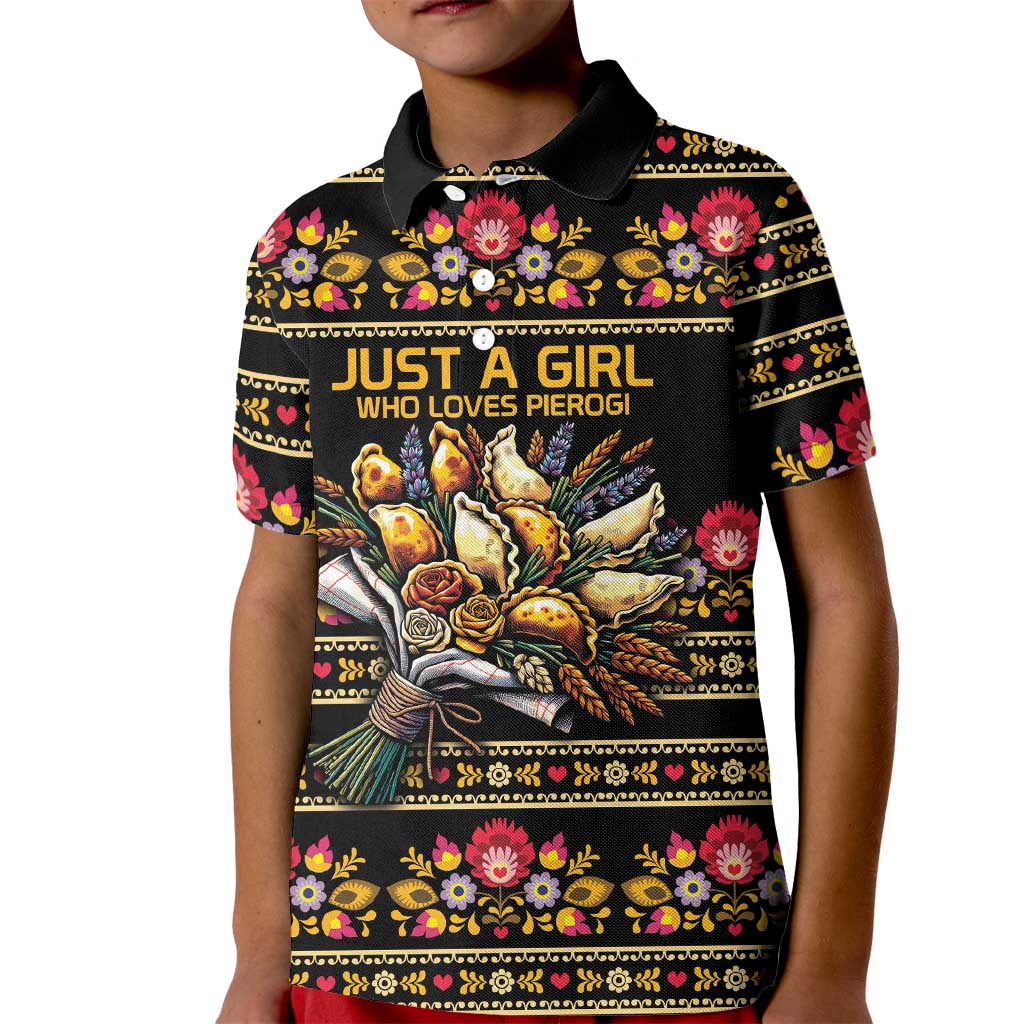 Gold Pierogi Flowers Over Dumplings Kid Polo Shirt