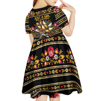 Gold Pierogi Flowers Over Dumplings Kid Short Sleeve Dress