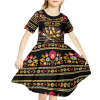 Gold Pierogi Flowers Over Dumplings Kid Short Sleeve Dress