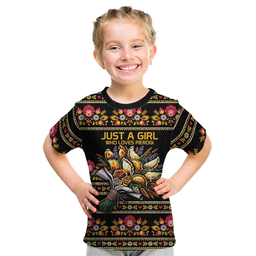 Gold Pierogi Flowers Over Dumplings Kid T Shirt