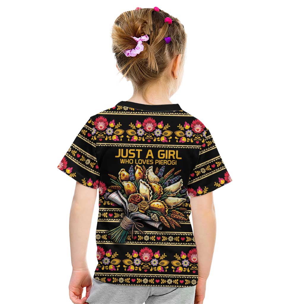 Gold Pierogi Flowers Over Dumplings Kid T Shirt