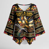Gold Pierogi Flowers Over Dumplings Kimono Sleeve Blouse