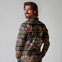 Gold Pierogi Flowers Over Dumplings Long Sleeve Polo Shirt