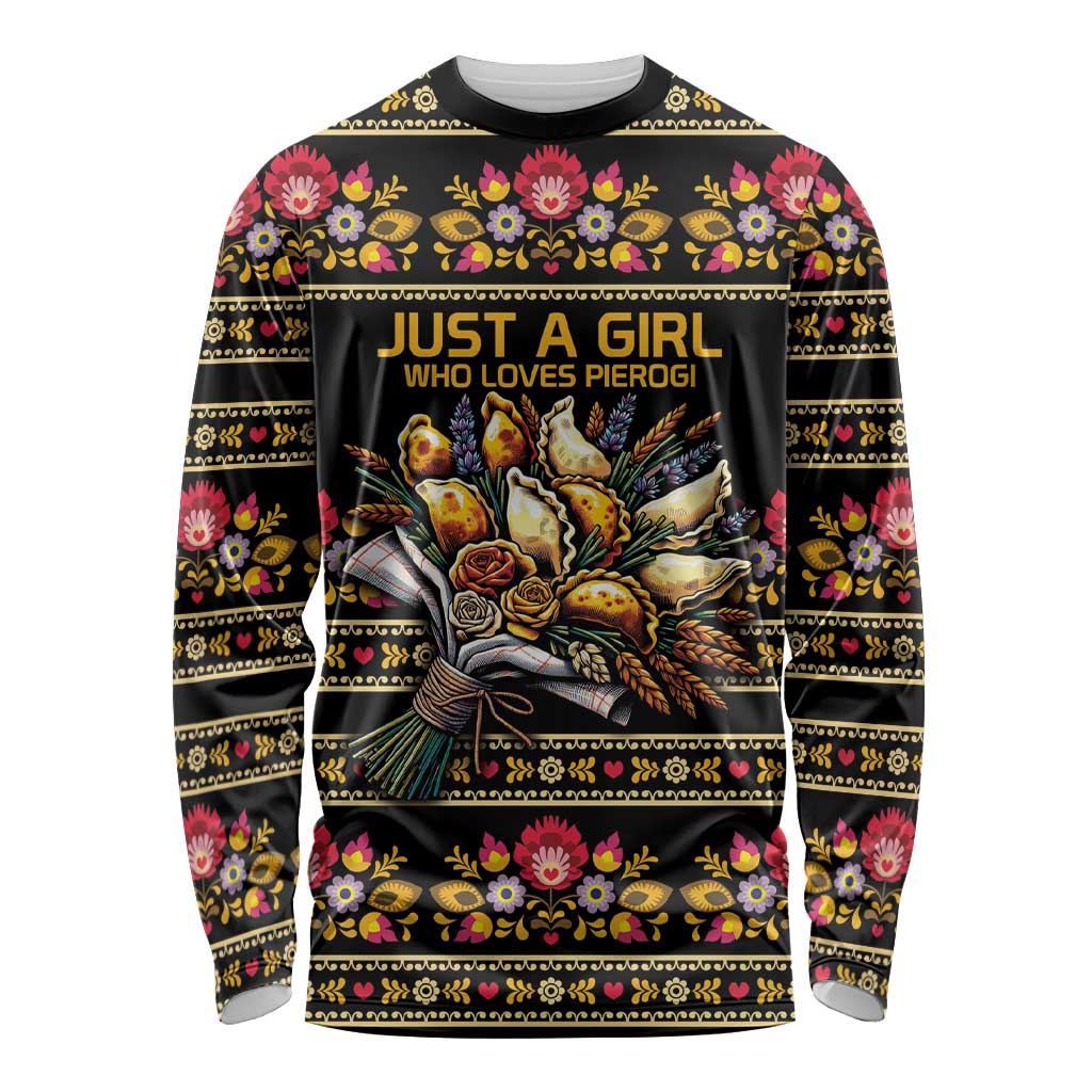 Gold Pierogi Flowers Over Dumplings Long Sleeve Shirt