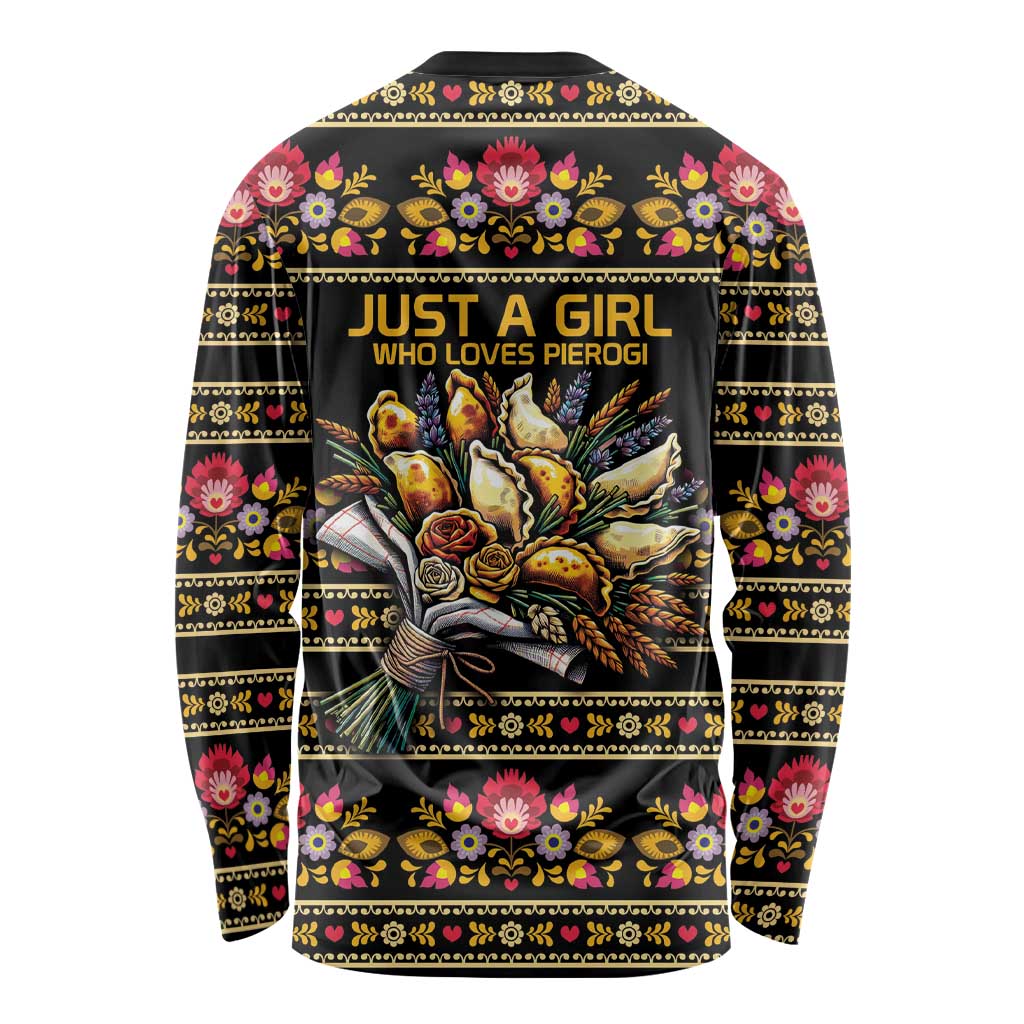 Gold Pierogi Flowers Over Dumplings Long Sleeve Shirt