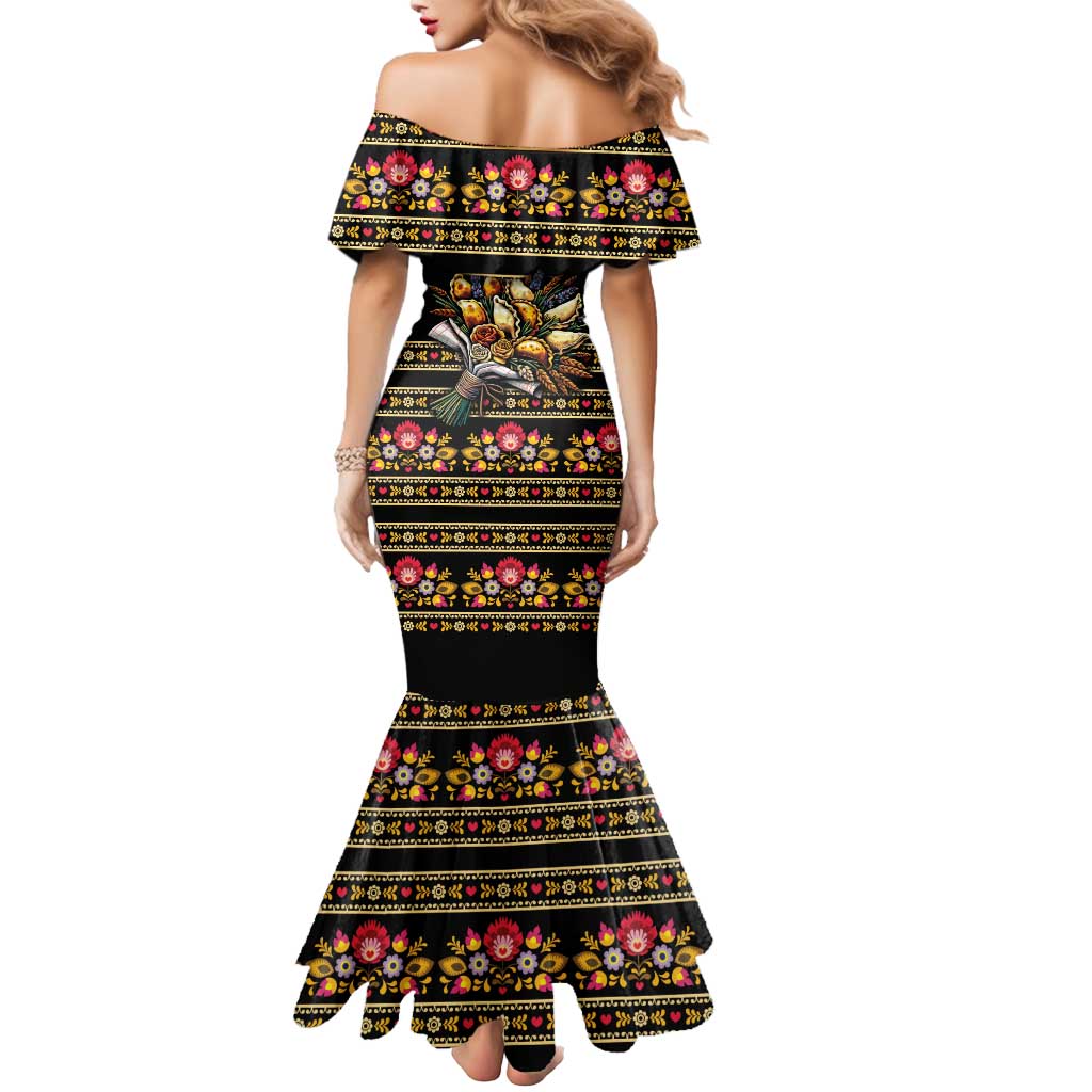 Gold Pierogi Flowers Over Dumplings Mermaid Dress