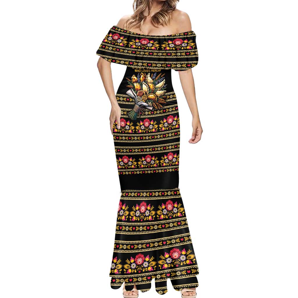 Gold Pierogi Flowers Over Dumplings Mermaid Dress