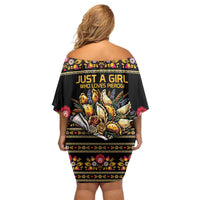 Gold Pierogi Flowers Over Dumplings Off Shoulder Short Dress