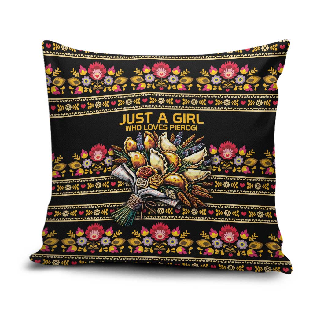 Gold Pierogi Flowers Over Dumplings Pillow Cover